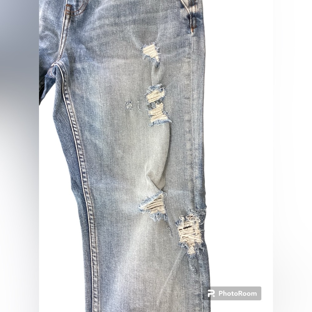 ZARA Womens Light‎ Wash Straight Leg Distressed Jeans Blue Size 02 - Picture 6 of 8
